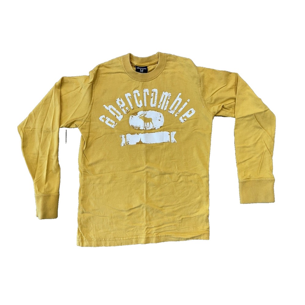 Vintage Y2K Abercrombie Kids Gold Moose Long‎ Sleeve Shirt Sz M